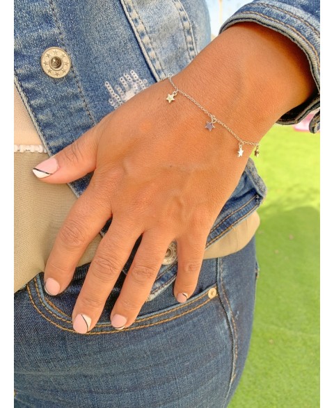 Pulsera Estrellas Black Plata