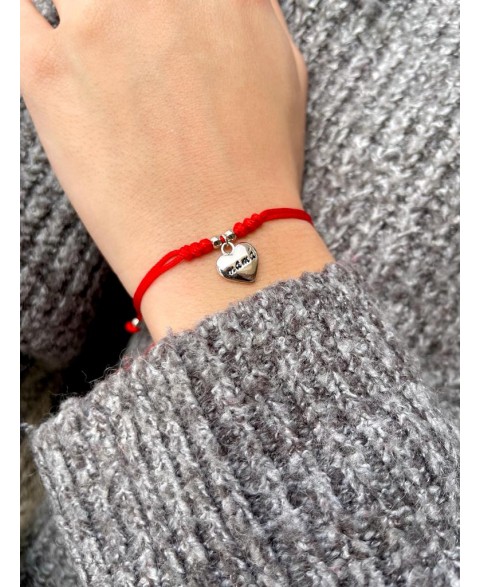 Pulsera Hilo Rojo Mamá Plata