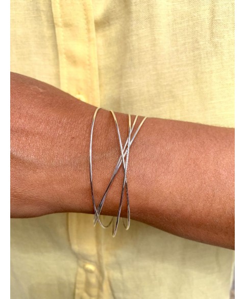 Brazalete 5 Aros Fino Plata
