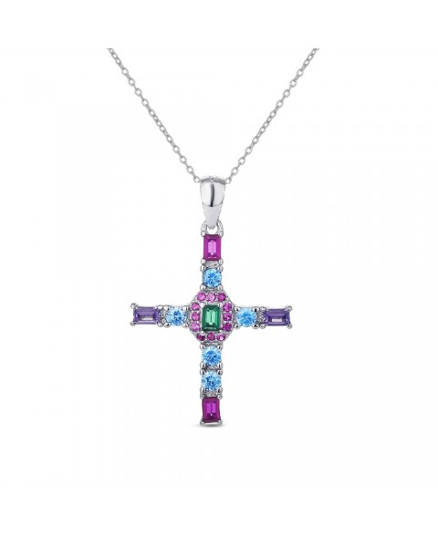Collar Cruz Piedras Colores...