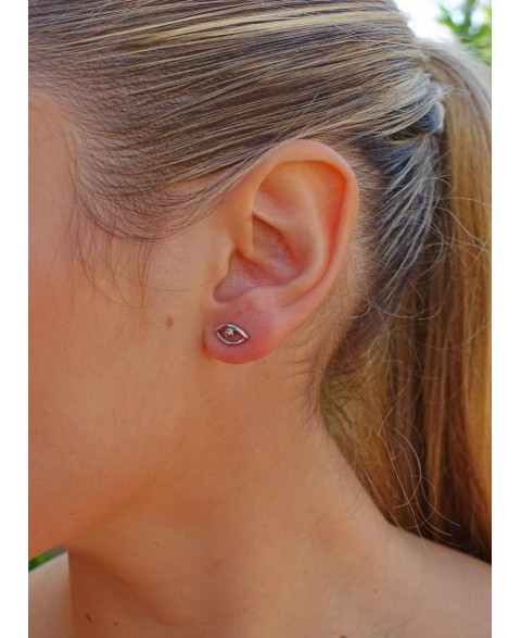Pendientes Ojo 1 cm Plata