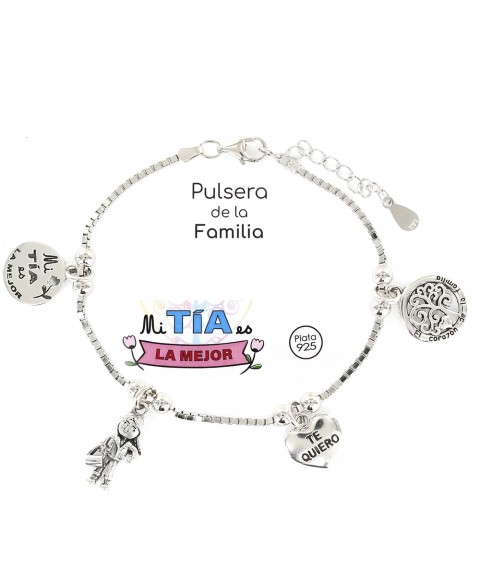 Pulsera Familia Tia Plata
