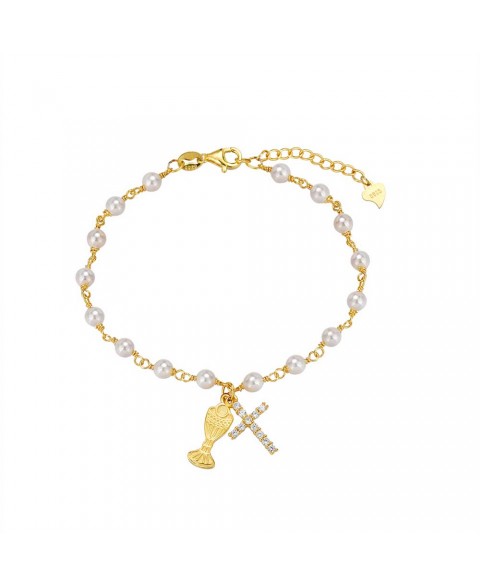 Pulsera Perlas, Cruz y...