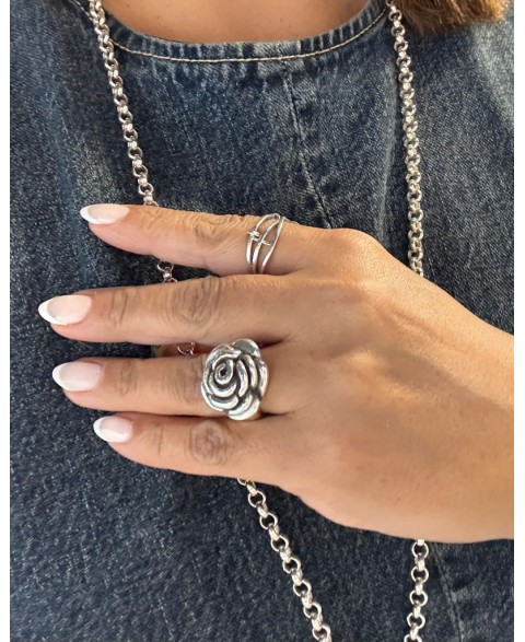 Anillo Camelia Mediano Plata