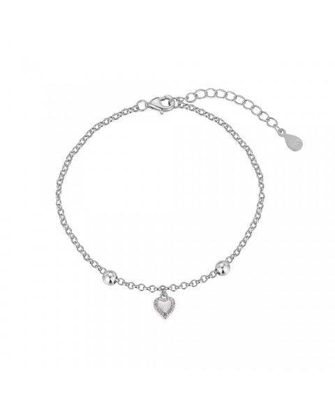 Pulsera Corazón Plata 15+3 cm