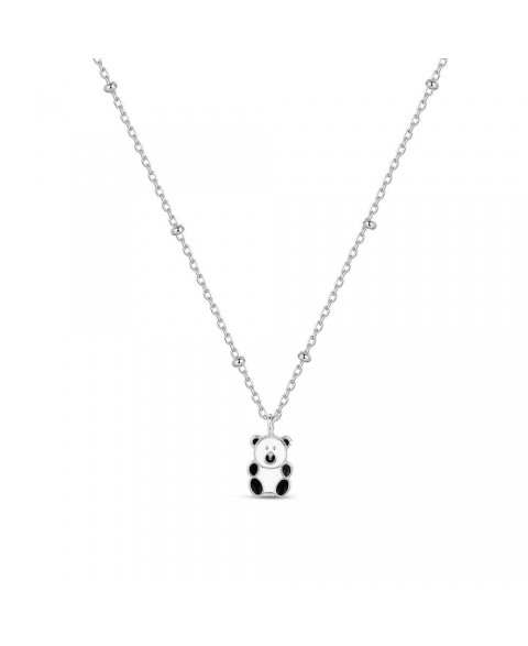 Collar Oso Panda Plata 38+5 cm