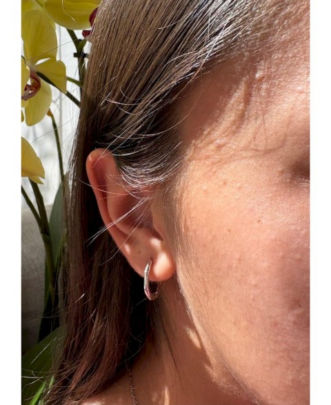 Pendientes Aro Hexagono Plata 