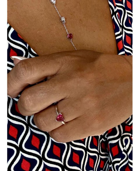 Anillo Corazón Rojo Plata...