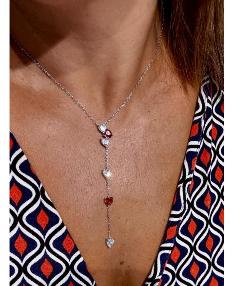 Collar Corazón Rojo Plata...