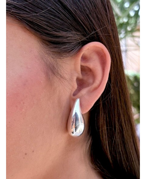 Pendientes Gota Grande Plata