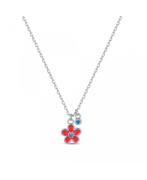 Collar Flores Rojas Plata...
