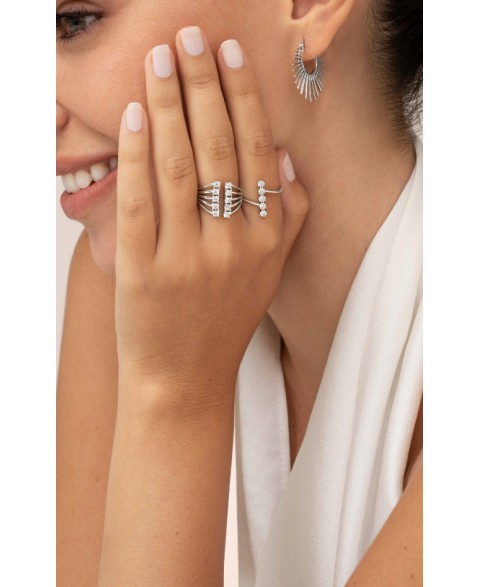 Anillo Lanza Circonitas Plata
