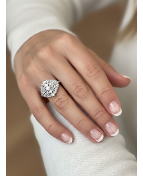 Anillo Rombo con Baguettes...