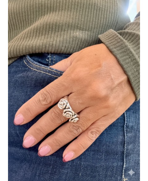 Anillo Camelia 3 Rosas Plata