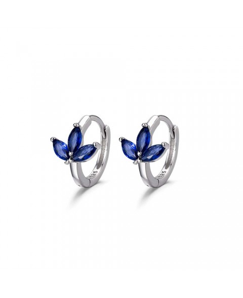 Pendientes Aro Flor Azul 1...