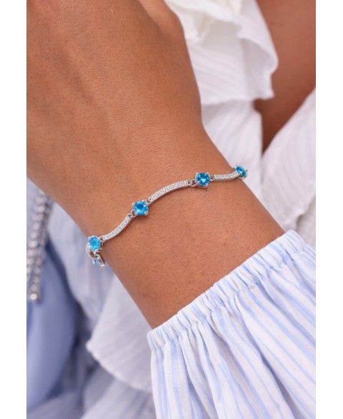 Pulsera Gigi Celeste Plata
