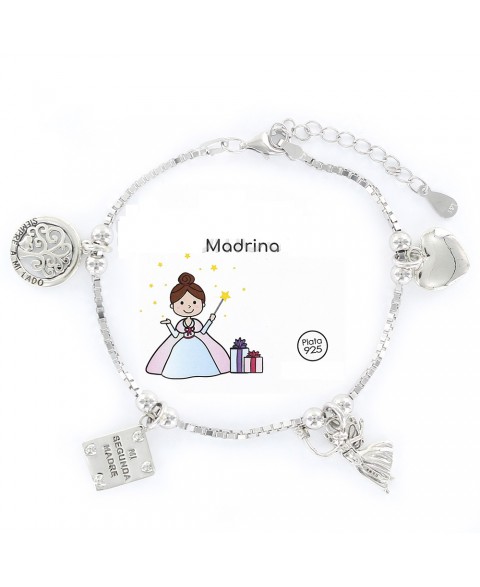  Pulsera Familia Madrina Plata