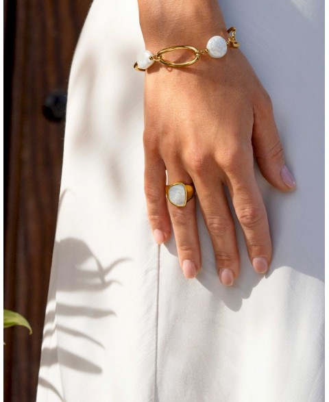 Anillo Eguzki Acero Nacar...