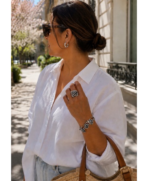 Anillo Camelia Mediano Plata