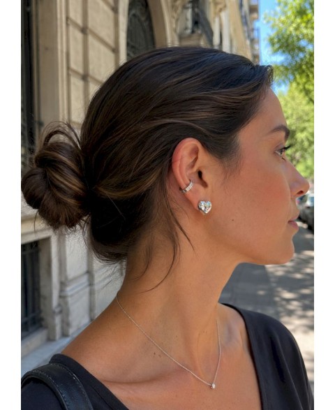 Pendientes Corazón Bombé Plata