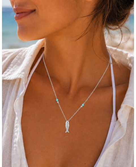 Collar Bolas Amazonita Pez...