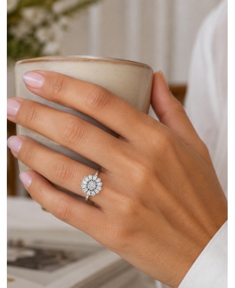 Anillo Rosetón Pilar Plata